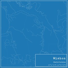 Blueprint US city map of Wishon, California.
