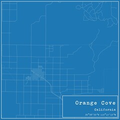 Blueprint US city map of Orange Cove, California.