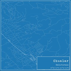 Blueprint US city map of Chualar, California.