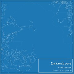 Blueprint US city map of Lakeshore, California.