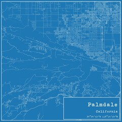 Fototapeta premium Blueprint US city map of Palmdale, California.