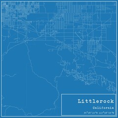 Blueprint US city map of Littlerock, California.