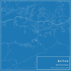 Blueprint US city map of Acton, California.