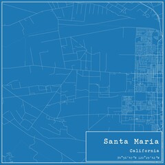 Fototapeta premium Blueprint US city map of Santa Maria, California.