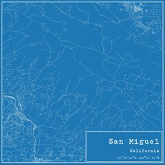 Naklejka premium Blueprint US city map of San Miguel, California.