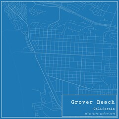 Blueprint US city map of Grover Beach, California.