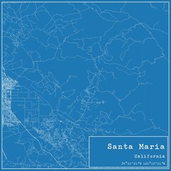 Blueprint US city map of Santa Maria, California.