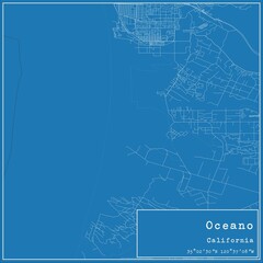 Blueprint US city map of Oceano, California.