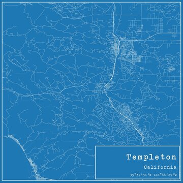 Blueprint US city map of Templeton, California.