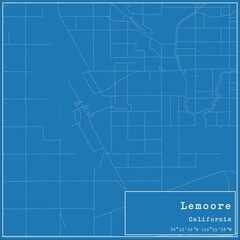 Blueprint US city map of Lemoore, California.