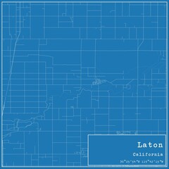 Blueprint US city map of Laton, California. - obrazy, fototapety, plakaty