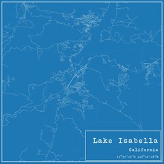 Blueprint US city map of Lake Isabella, California.