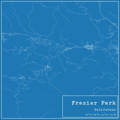 Blueprint US city map of Frazier Park, California.