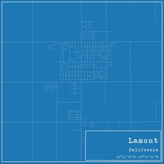 Blueprint US city map of Lamont, California.