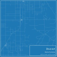 Blueprint US city map of Ducor, California.