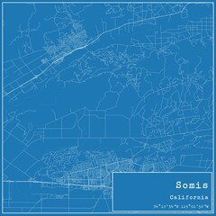 Blueprint US city map of Somis, California.