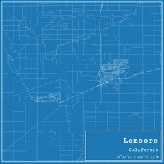Fototapeta premium Blueprint US city map of Lemoore, California.