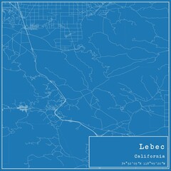 Blueprint US city map of Lebec, California.