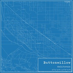 Blueprint US city map of Buttonwillow, California. - obrazy, fototapety, plakaty