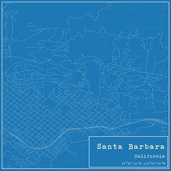 Blueprint US city map of Santa Barbara, California. - obrazy, fototapety, plakaty