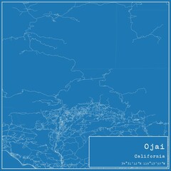 Blueprint US city map of Ojai, California.