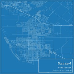 Blueprint US city map of Oxnard, California.