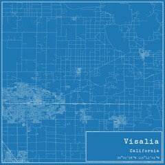 Blueprint US city map of Visalia, California. - obrazy, fototapety, plakaty