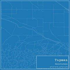 Blueprint US city map of Tupman, California.