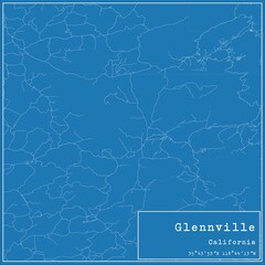 Obraz premium Blueprint US city map of Glennville, California.