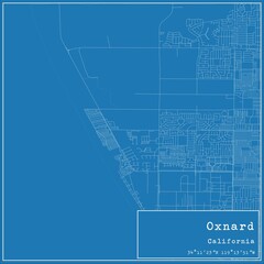Blueprint US city map of Oxnard, California.