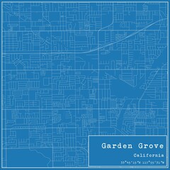 Blueprint US city map of Garden Grove, California.