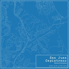 Blueprint US city map of San Juan Capistrano, California. - obrazy, fototapety, plakaty