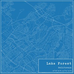 Blueprint US city map of Lake Forest, California.