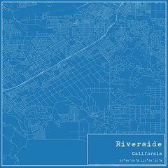 Blueprint US city map of Riverside, California.