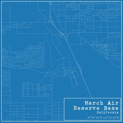 Blueprint US city map of March Air Reserve Base, California.
