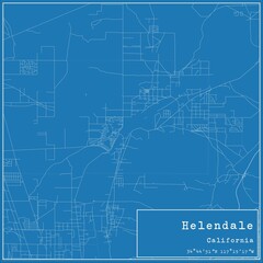 Blueprint US city map of Helendale, California.