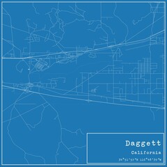 Blueprint US city map of Daggett, California.
