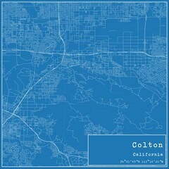 Blueprint US city map of Colton, California.