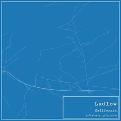 Obraz na płótnie Canvas Blueprint US city map of Ludlow, California.