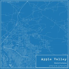 Blueprint US city map of Apple Valley, California.