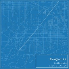 Blueprint US city map of Hesperia, California.