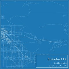 Blueprint US city map of Coachella, California.