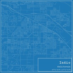 Blueprint US city map of Indio, California.