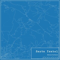 Blueprint US city map of Santa Ysabel, California.