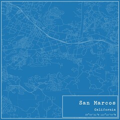 Blueprint US city map of San Marcos, California.