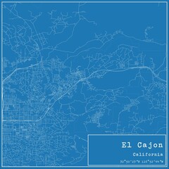 Blueprint US city map of El Cajon, California.
