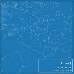 Blueprint US city map of Jamul, California.