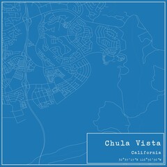 Blueprint US city map of Chula Vista, California.