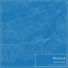 Blueprint US city map of Walnut, California.