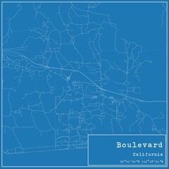 Blueprint US city map of Boulevard, California.